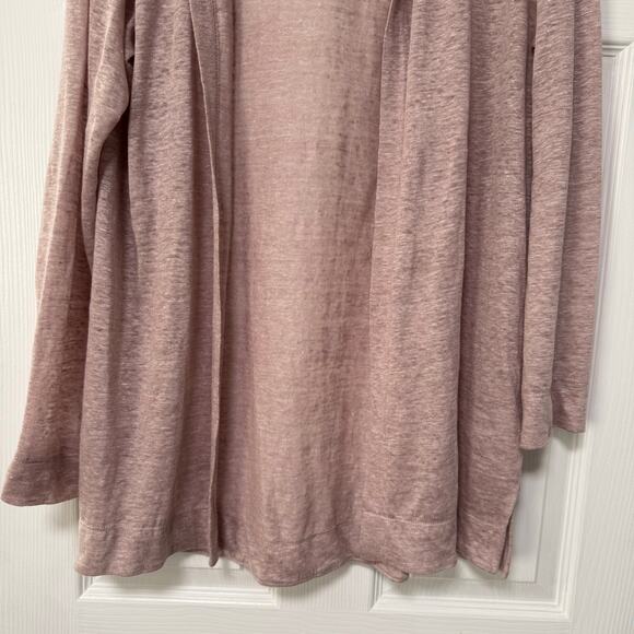 Tahari Women's Mauve100%Linen Hooded Open Front Light Jacket Top Size Large - Picture 3 of 13